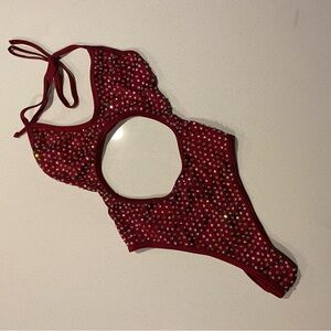 Maroon rhinestone exotic outfit